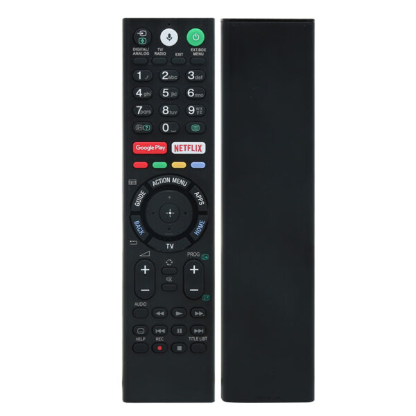 Universele Sony Voice afstandsbediening RMF TX310E Slimtron voor en achterkant.jpg